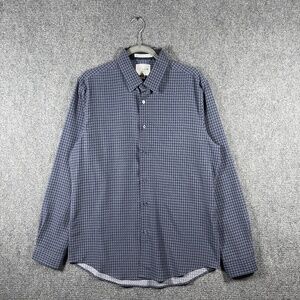 C-Lab NYC Shirt Blue Geometric 4 Way Stretch Slim Fit Casual Mens Size Large